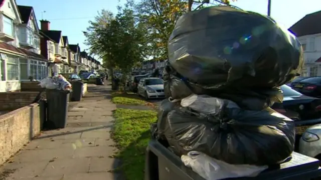 Rubbish piling up in Birmingham