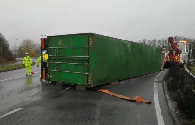 Lorry overturned