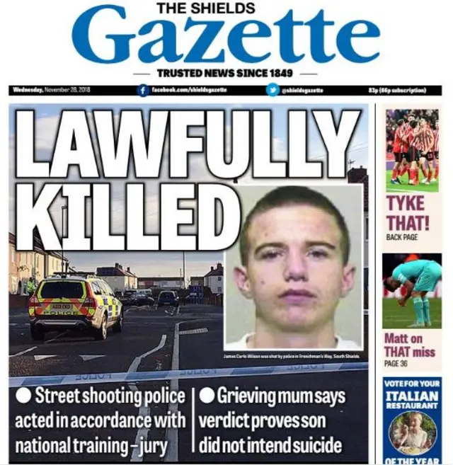 Shields Gazette front page