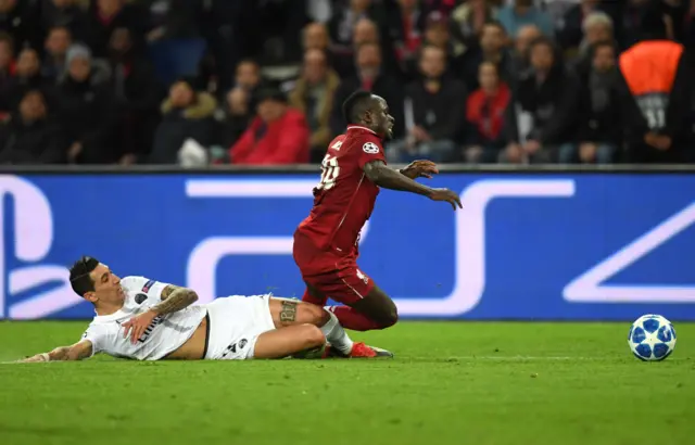Sadio Mane goes down