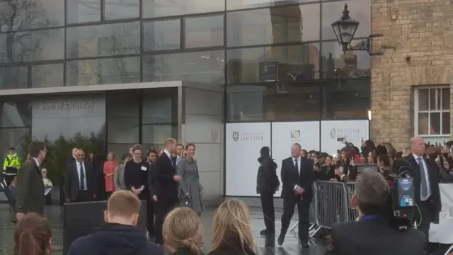 Royals arrive to meet crowds in square