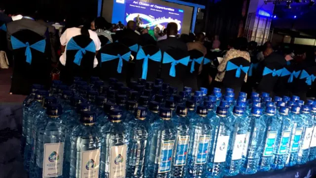 Bottles at conference venue