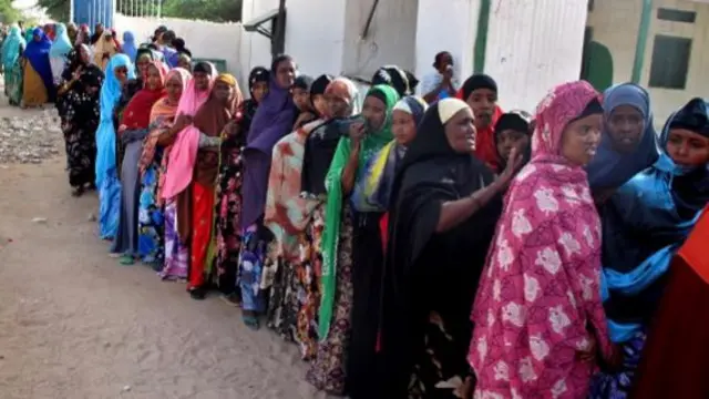 Woman lining up to vote in Hargeisa, Somaliland in 2010