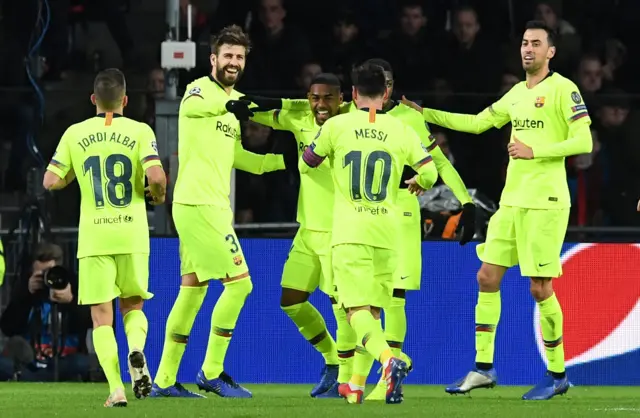 Gerard Pique celebrates