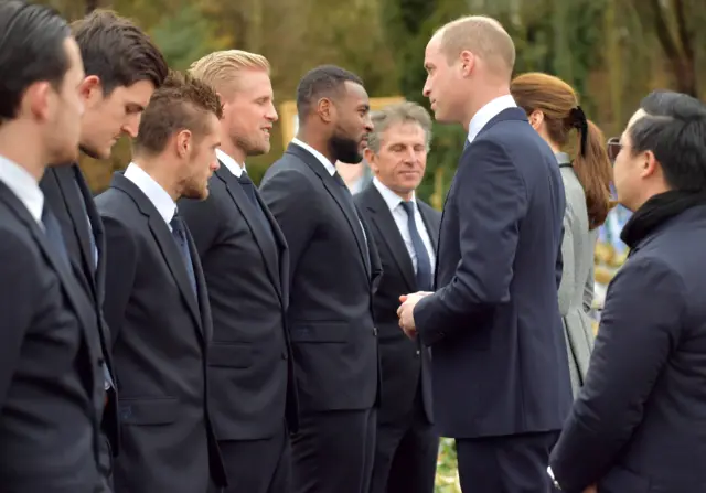 Prince William talks to Leicester City players