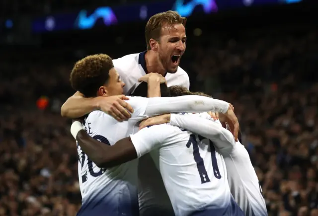 Tottenham celebrate scoring