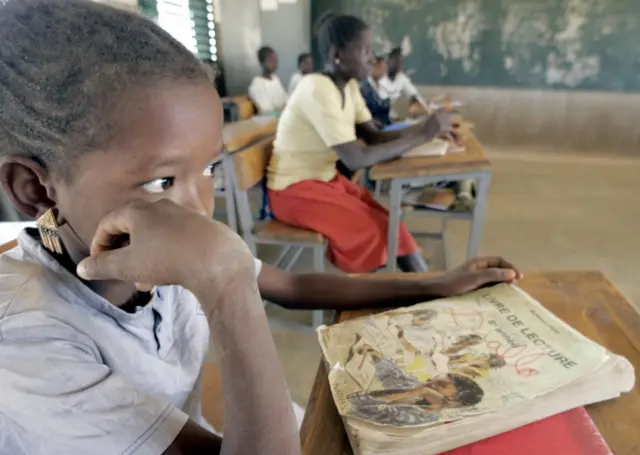 A child in a classroom in Burkina Faso