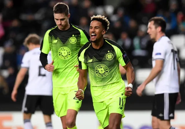 Scott Sinclair celebrates his goal in Norway