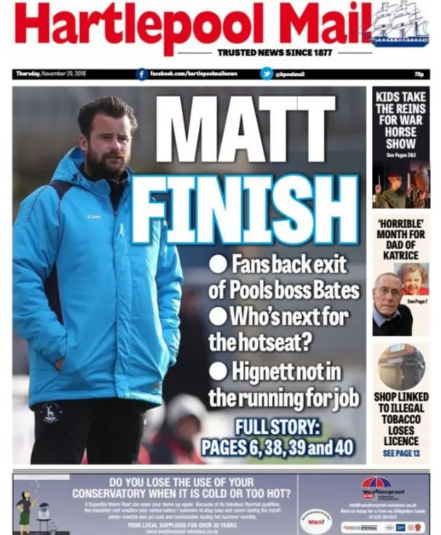 Hartlepool Mail front page