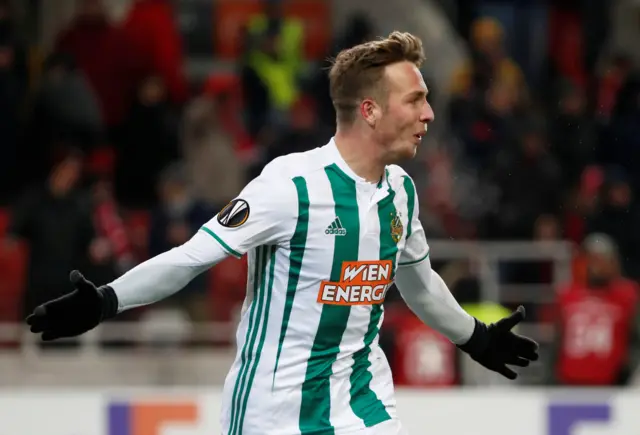 Rapid Vienna's Philipp Schobesberger celebrates his winning goal