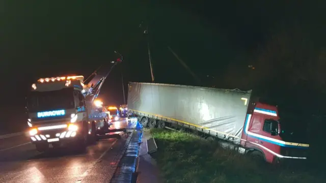 Lorry in a ditch