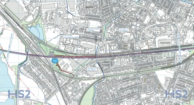 HS2 route through Derbyshire