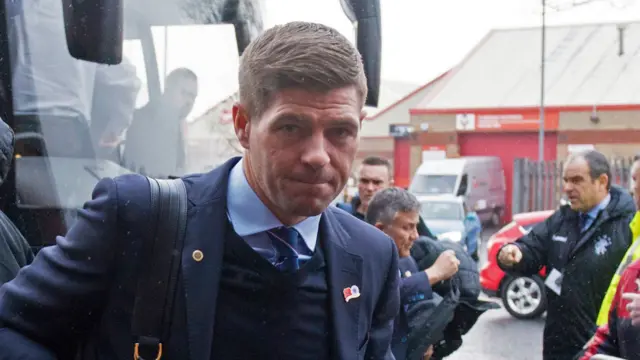 Steven Gerrard arrives at St Mirren Park