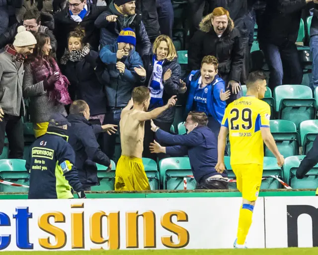 Steven Maclean celebrates scoring for St Johnstone against Hibernian