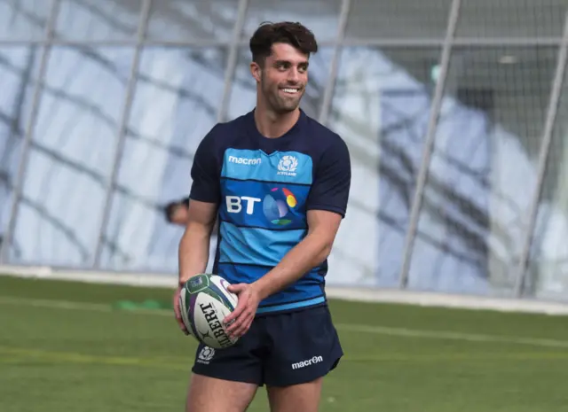 Adam Hastings trains with Scotland