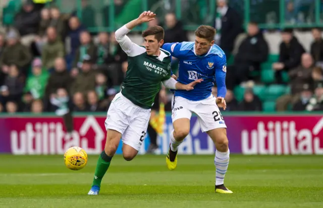Emerson Hyndman and Ross Callachan contest possession