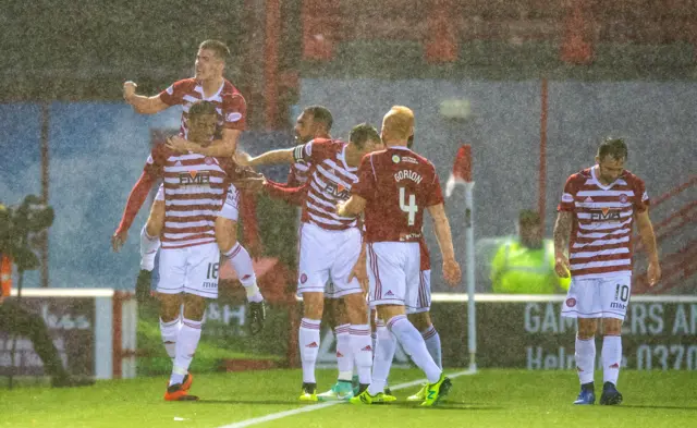 Hamilton celebrate their late goal