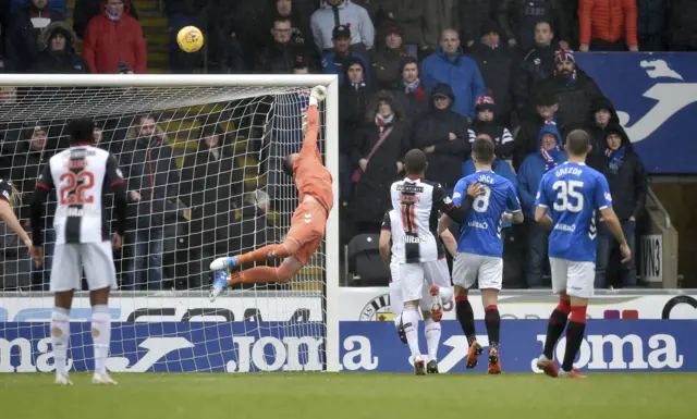 Rangers goalkeeper Allan McGregor makes a save