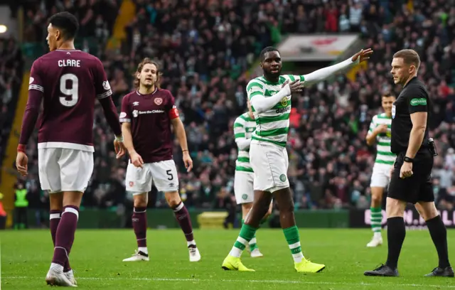 Odsonne Edouard celebrates the first of his two first-half goals.