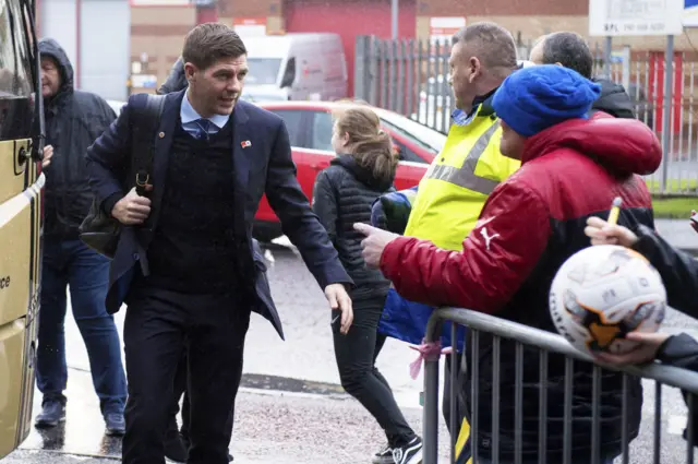 Rangers manager Steven Gerrard arrives at the ground in Paisley