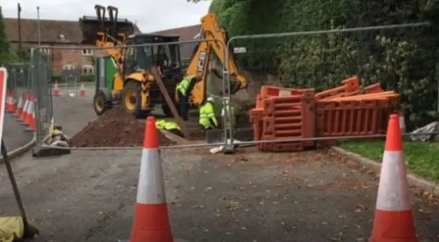 Roadworks in Church Aston