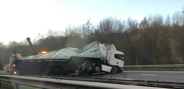 Overturned lorry