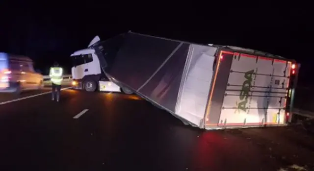 Overturned lorry