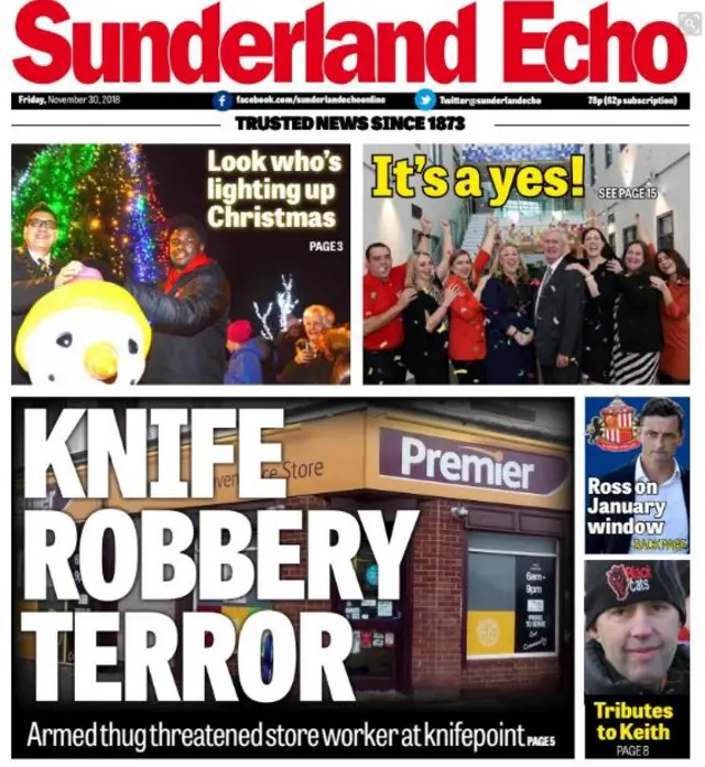 Sunderland Echo front page