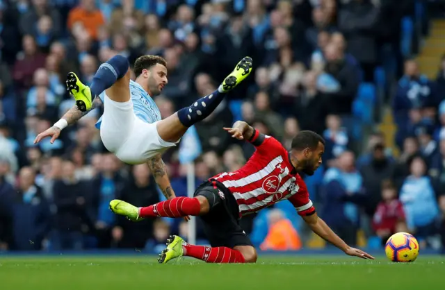 Kyle Walker hits the deck for Manchester City