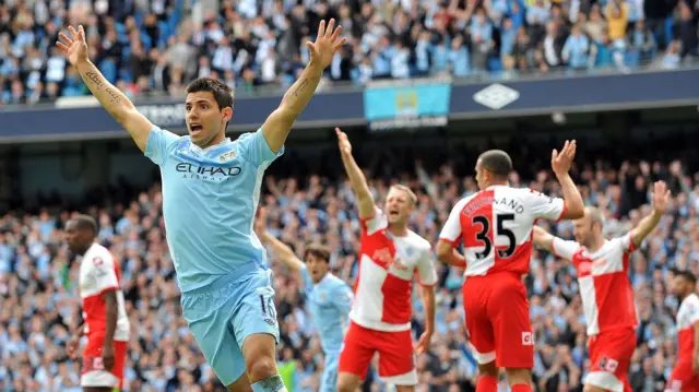 Sergio Aguero scores against QPR