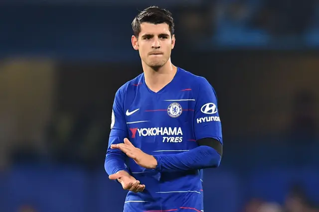 Alvaro Morata claps the Chelsea fans