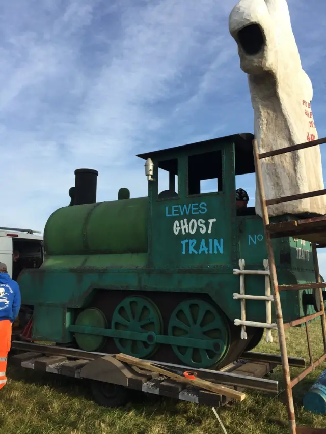 Effigy of a 'ghost train'