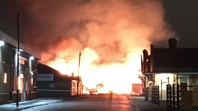 Fire at Nottingham's Cattle Market