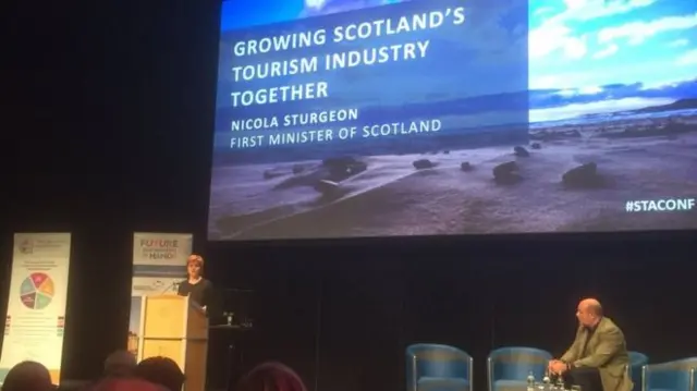 Nicola Sturgeon told the conference that the issue of tourism taxes needed "very careful consideration"