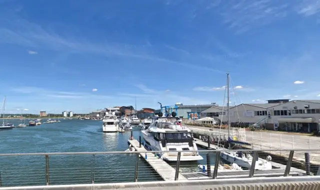 Warehouses next to the water in Poole