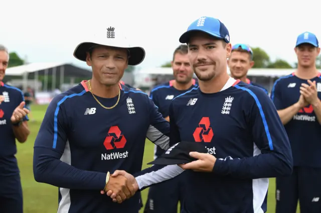 Rory Burns receives first Test cap from Mark Ramprakash