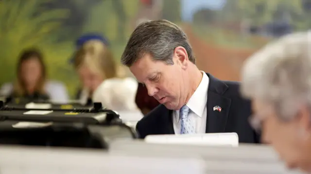 Republican gubernatorial candidate Brian Kemp votes in the midterm elections in Winterville, Georgia, U.S. November 6, 2018