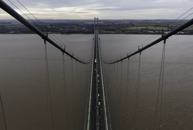 View from the top of the north tower of the Humber Bridge