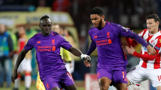 Liverpool's Sadio Mane and Joe Gomez