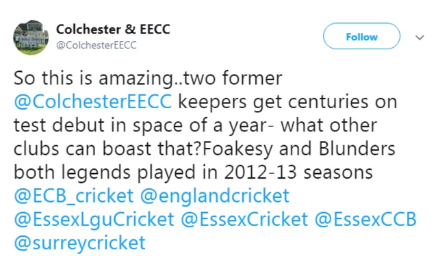 Colchester and East Essex CC tweet