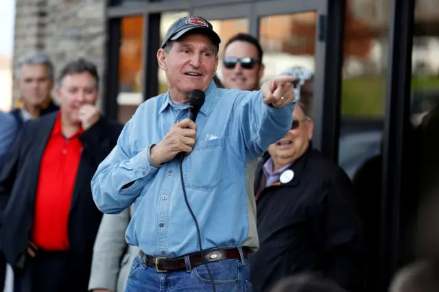 Senator Joe Manchin (D-WV) speaks to supporters at a campaign stop