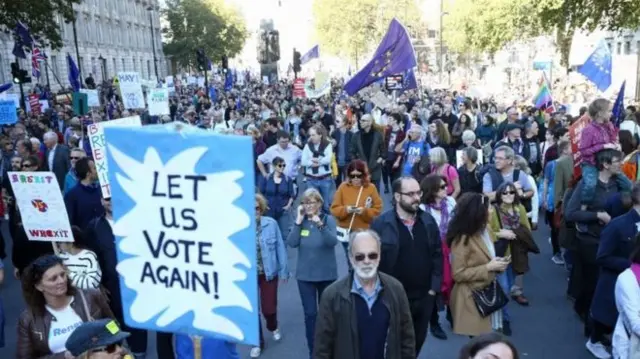 Hundreds of thousands of people marched through London calling for a new vote on Brexit