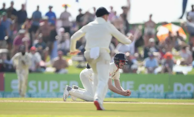 England fielder Keaton Jennings catches out Sri Lanka batsman Angelo Mathews