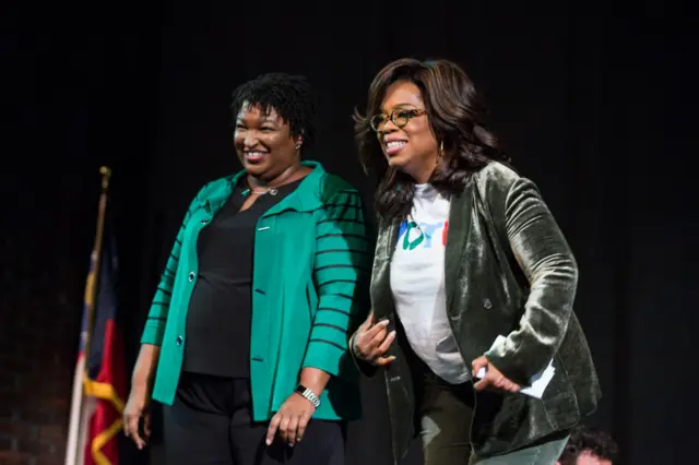 Oprah with candidate Stacey Abrams in Georgia