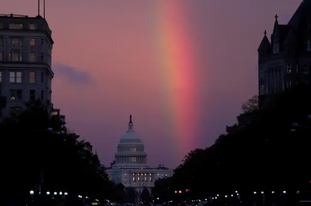 rainbow over the US capitol