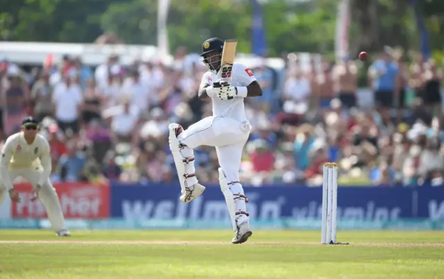 Sri Lanka batsman Angelo Mathews pulls a ball to the boundary