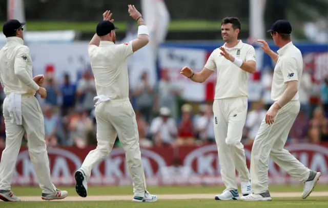 James Anderson celebrates