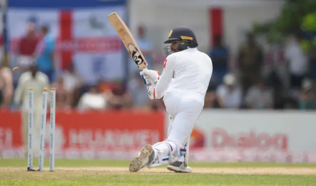 Dhananjaya de Silva is bowled by Moeen Ali