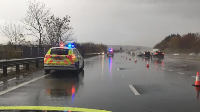 The M1 exit slip road