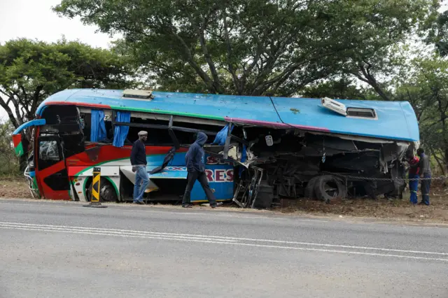 Crashed bus